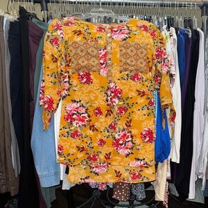 Fig and Flower Multicolor Patterned Top